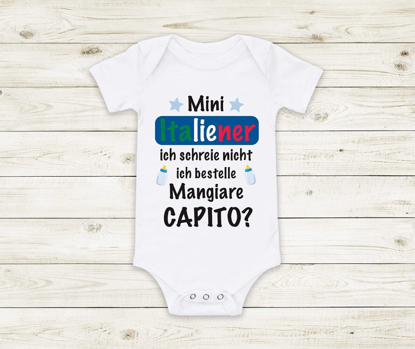 Babybody Strampler Mini Italiener bestellt Essen Geburt Geschenk Italien