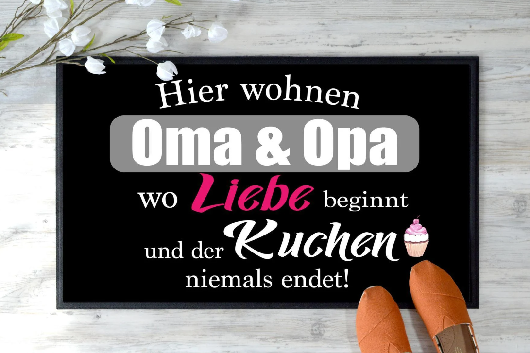 Fußmatte Opa und Oma Geschenk Großeltern Liebe und Kuchen Geschenke Oma und opa