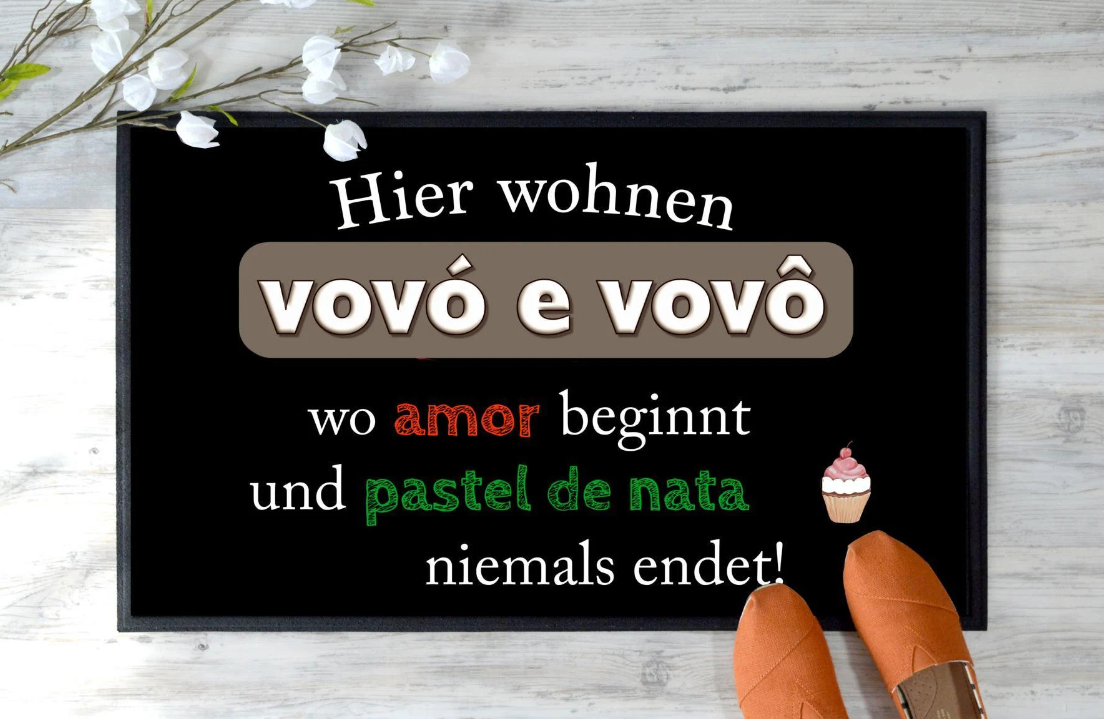 Fußmatte Portugal - Hier wohnen vovó e vovô - Oma und Opa - Portugiesisch