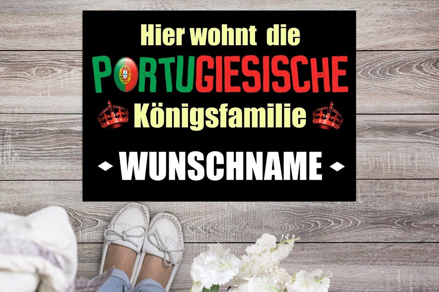 Fußmatte Portugiesische Königsfamilie personalisiert Name Portugal Portugiese