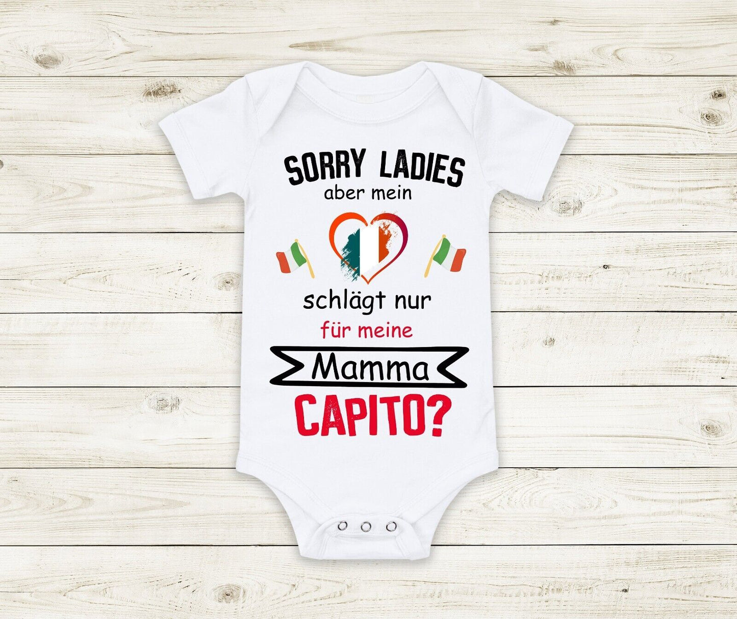 Babybody Italien Strampler Herz schlägt für Mamma Geburt Geschenk Baby Party
