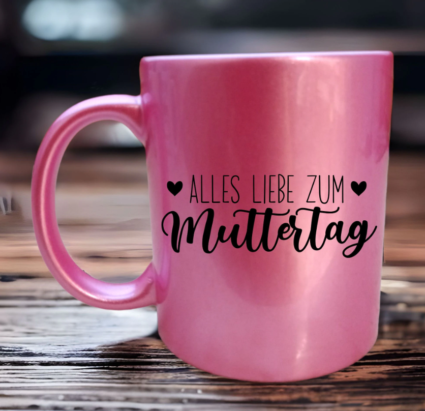 Tasse Alles liebe zum Muttertag Pink Glitzer mit Spruch Muttertag Mama Mütter