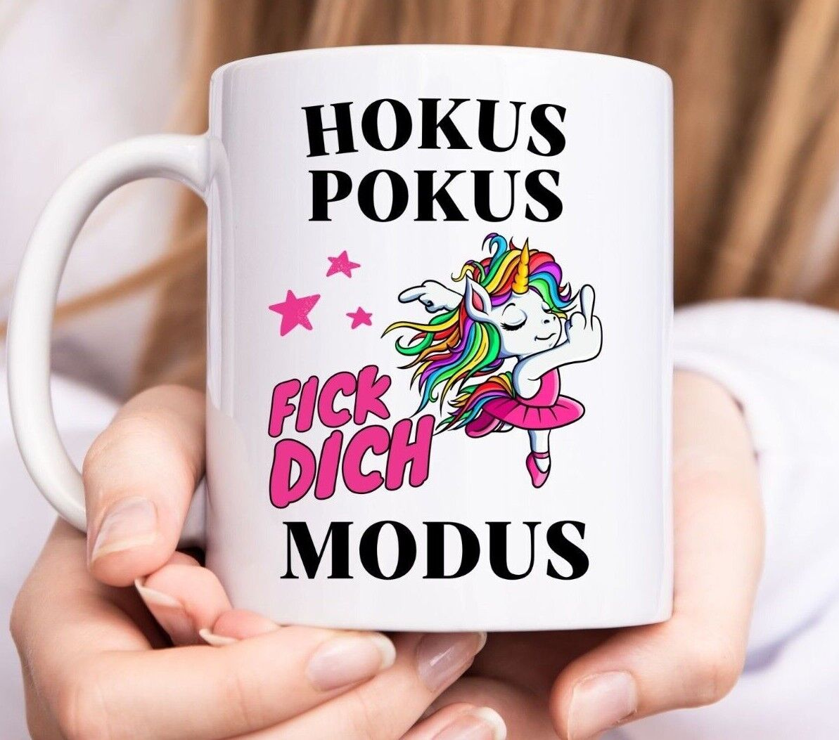 Einhorn Tasse - Hokus Pokus FCK dich Modus - Humor Spaß frech Büro Kollegen