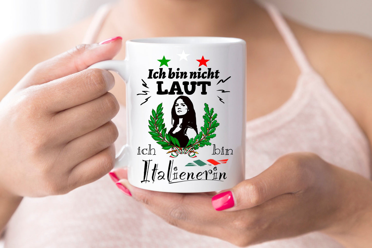 Tasse " laute Italienerin " Geschenk Italien eine italienische Geschenkidee auch zu Weihnachten oder Geburstag für Freundin und Kollegin