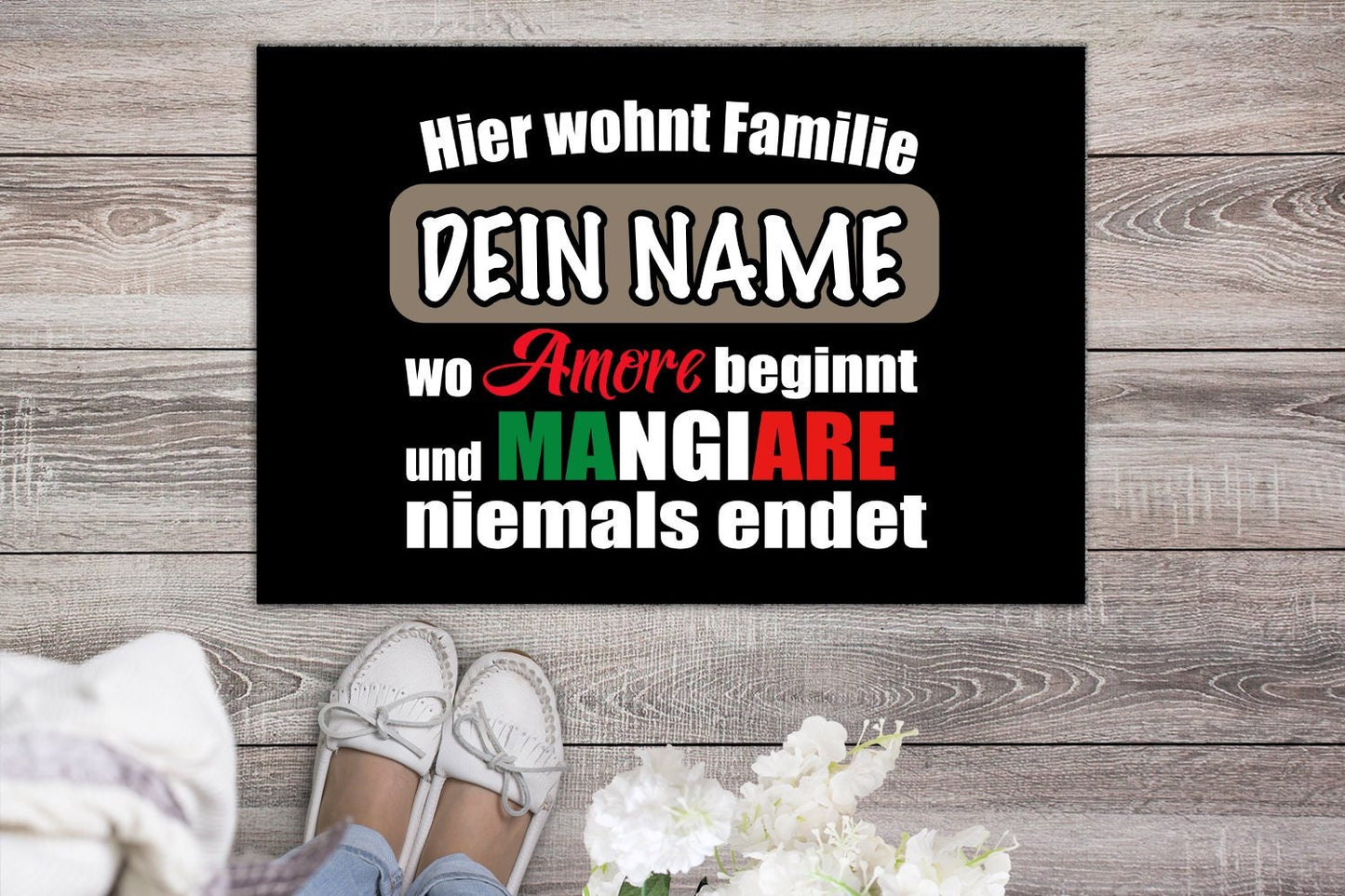 Personalisierte Italien Fußmatte Italienische Familie wo Mangiare niemals endet
