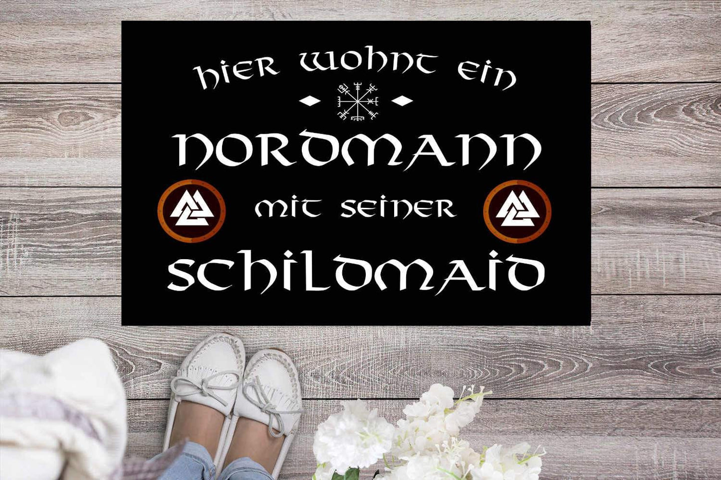 Wikinger Fußmatte Nordmann mit Schildmaid Vikings Heidentum Heiden Nordmänner Viking Larp Heiden Odin