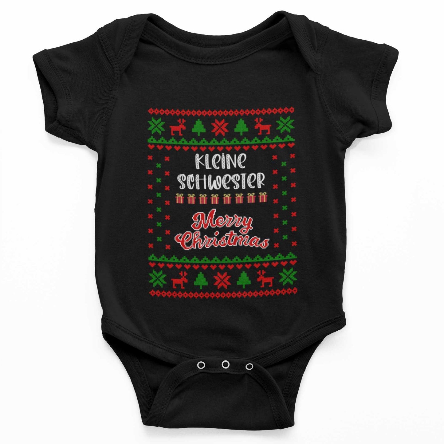 Personalisierbarer Ugly Christmas Sweater Pullover Unisex Kinder Babybody Merry Christmas Weihnachten Family Christmas mit Name
