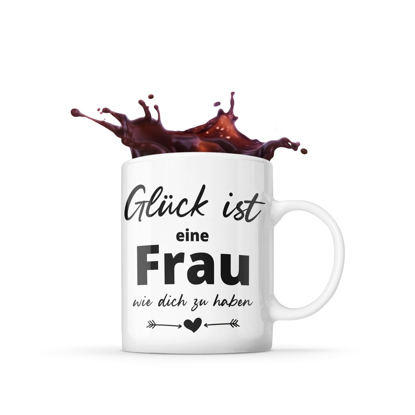 Tasse mit Spruch Tasse Glück ist Frau wie dich Geschenk Kaffeetasse Liebe Jahrestag Geburtstag Ehefrau