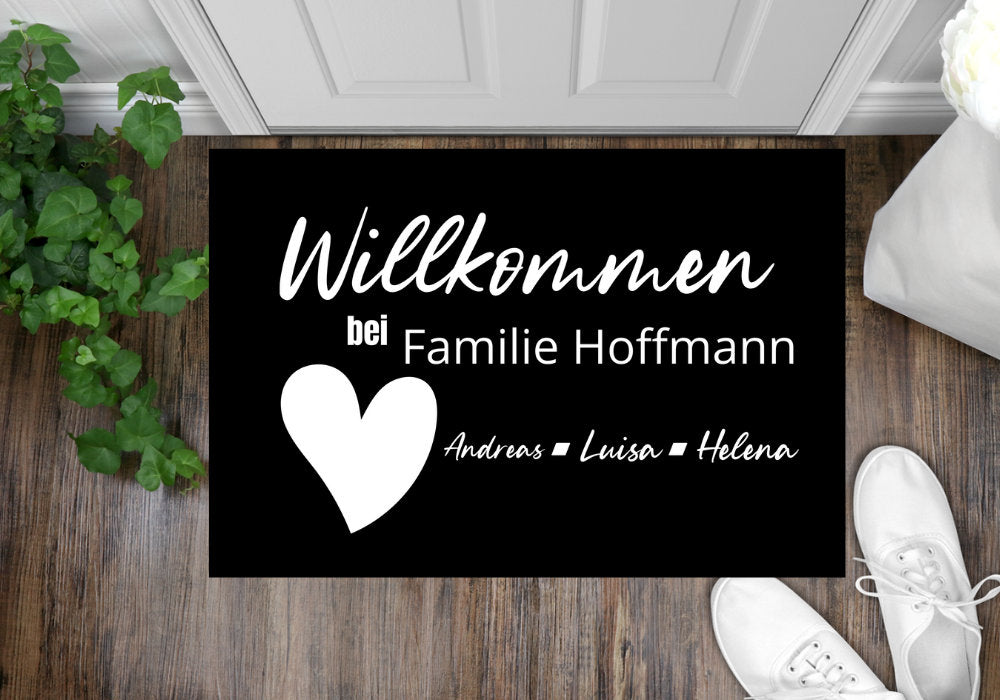 Fußmatte personalisierbar Familie - Willkommen personalisiert Geschenk Familie