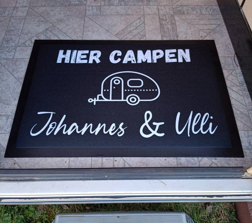 Fußmatte Camping Wohnwagen hier campen hier campt personalisierbar mit Wunschname