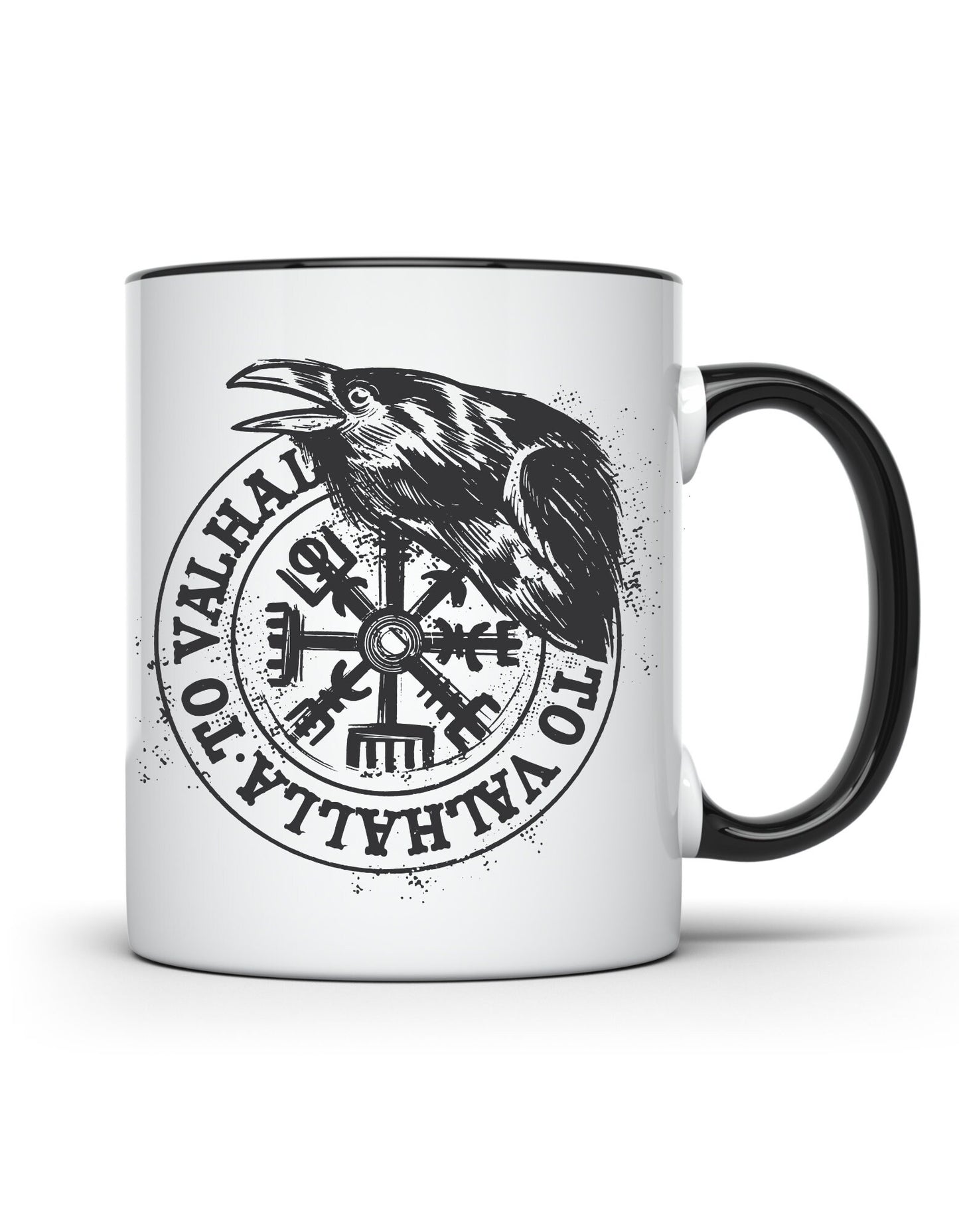 Wikinger Tasse Kompass mit Odin Rabe Runenschrift Heidentum Runen Nordmann Nordmänner larp