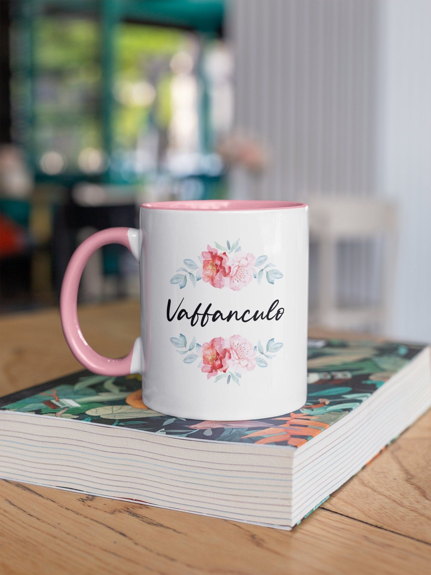 Kaffeetasse Vaffanculo Blumenkranz Italien Italienisch Italien Italienerin Geschenkidee