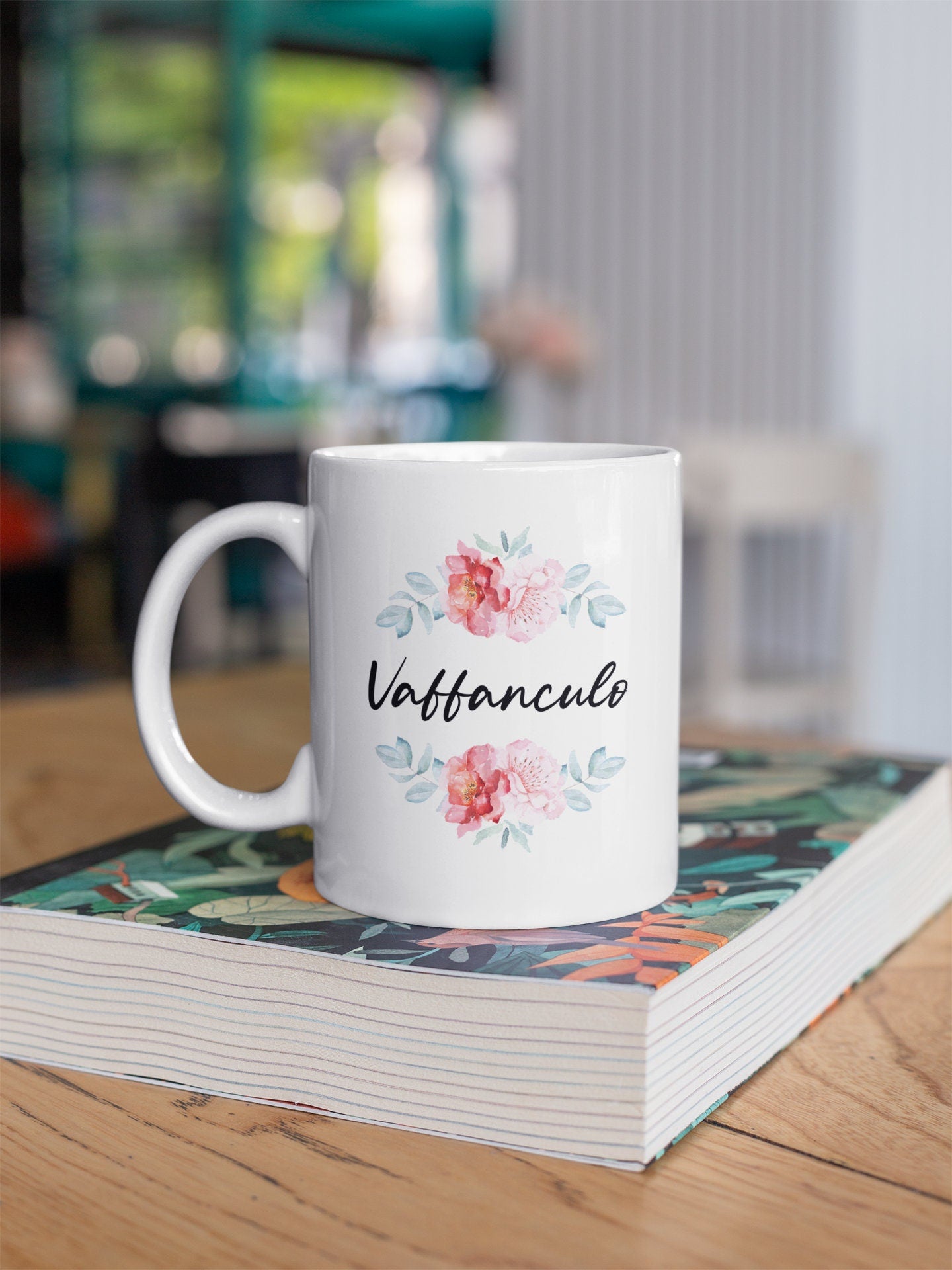 Kaffeetasse Vaffanculo Blumenkranz Italien Italienisch Italien Italienerin Geschenkidee