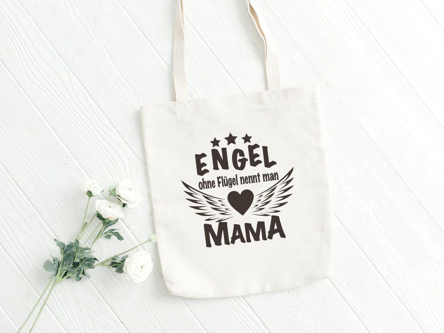 Tasche - Engel ohne Flügel Herz - Stoffbeutel Geschenk Mama Baumwolle weiß Muttertagsgeschenk