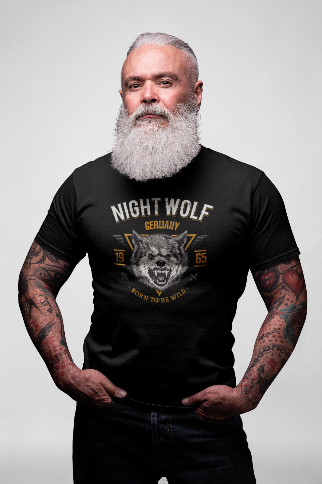 T-Shirt Herren - Nightwolf Germany - personalisiert 1958 - 2001  Wolf Geburtstag