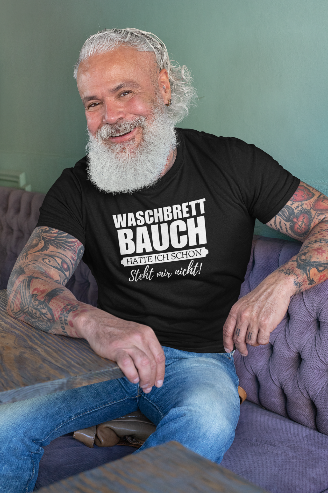 Herren T-Shirt lustig Waschbrettbauch hatte ich schon steht mir nicht Fun-Shirt