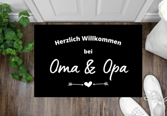 Fußmatte Herzlich Willkommen Oma und Opa Großeltern Geschenk