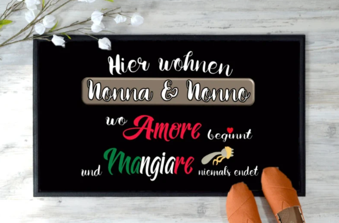 Fußmatte Nonna & Nonno wo Amore beginnt und Mangiare niemals endet Italien