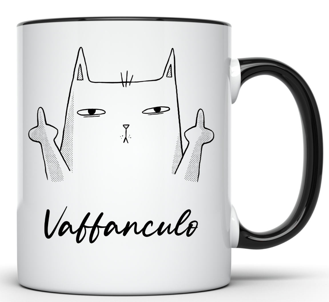 Tasse Italienisch Vaffanculo Katze Humor Kaffeetasse Italien Kater Stinkefinger