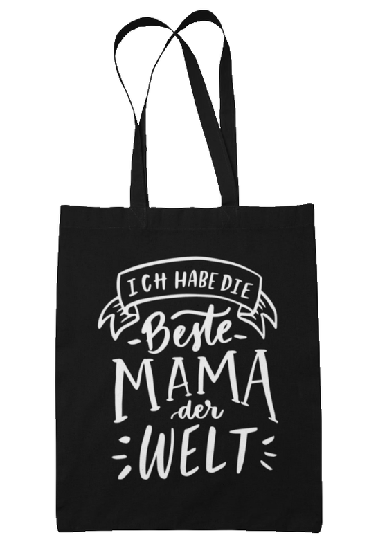 Tasche Beste Mama der Welt Tasche aus Baumwolle Jutebeutel schwarz