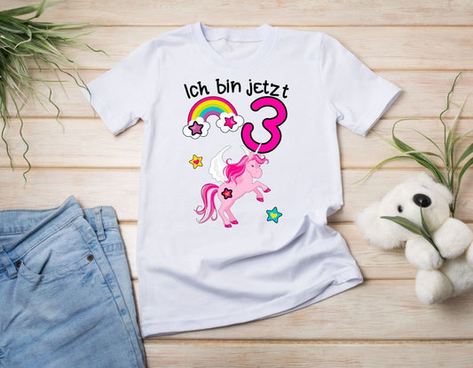 Kinder T-Shirt dritter Geburtstag 3 Einhorn Einhörner Mädchen