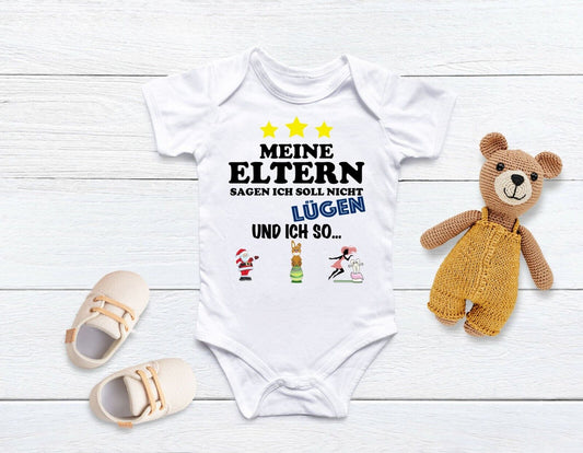 Babybody  mit Spruch - soll nicht lügen - Geburt - Schwanger - Babyparty gift