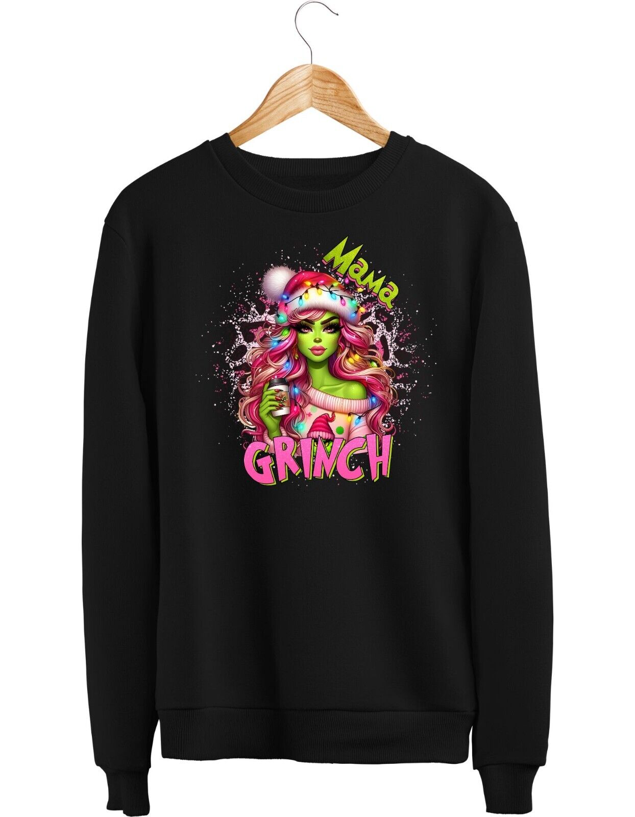 Damen Sweatshirt Mama Grinch Weihnachten Merry Christmas Pullover Ugly