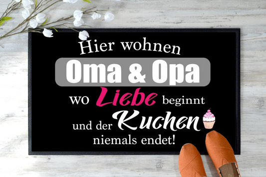 Fußmatte Opa und Oma  Geschenk Großeltern Liebe und Kuchen Geschenke Oma und opa