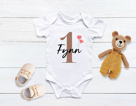 Babybody 1 Jahr Geburtstag personalisiert  Name Kinder Baby Babybody