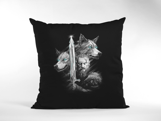 Wikinger Kissen - Viking Wolf - Odin - Valhalla - schwarz - Baumwolle - Sofa