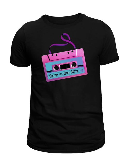 Damen Retro T-Shirt 80er  90er Jahre Party Verkleidung Kassette Cassette Pink