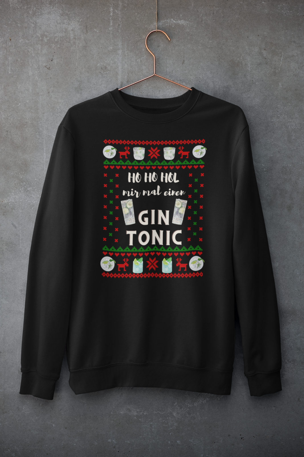 Ugly Christmas Sweater - Hol mal Gin  - Pullover - Spaß - schwarz Tonic Party