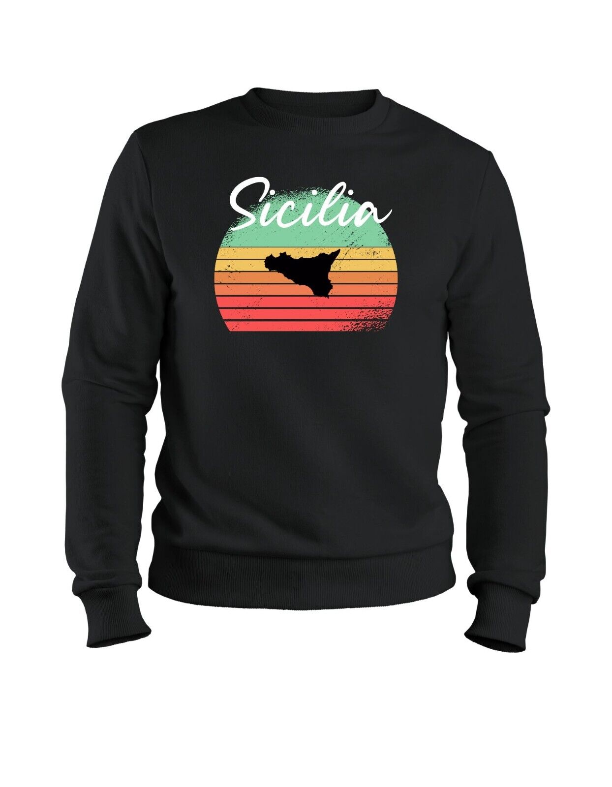 Herren Retro Sweatshirt Sicilia Italien Pullover Sicily Sun