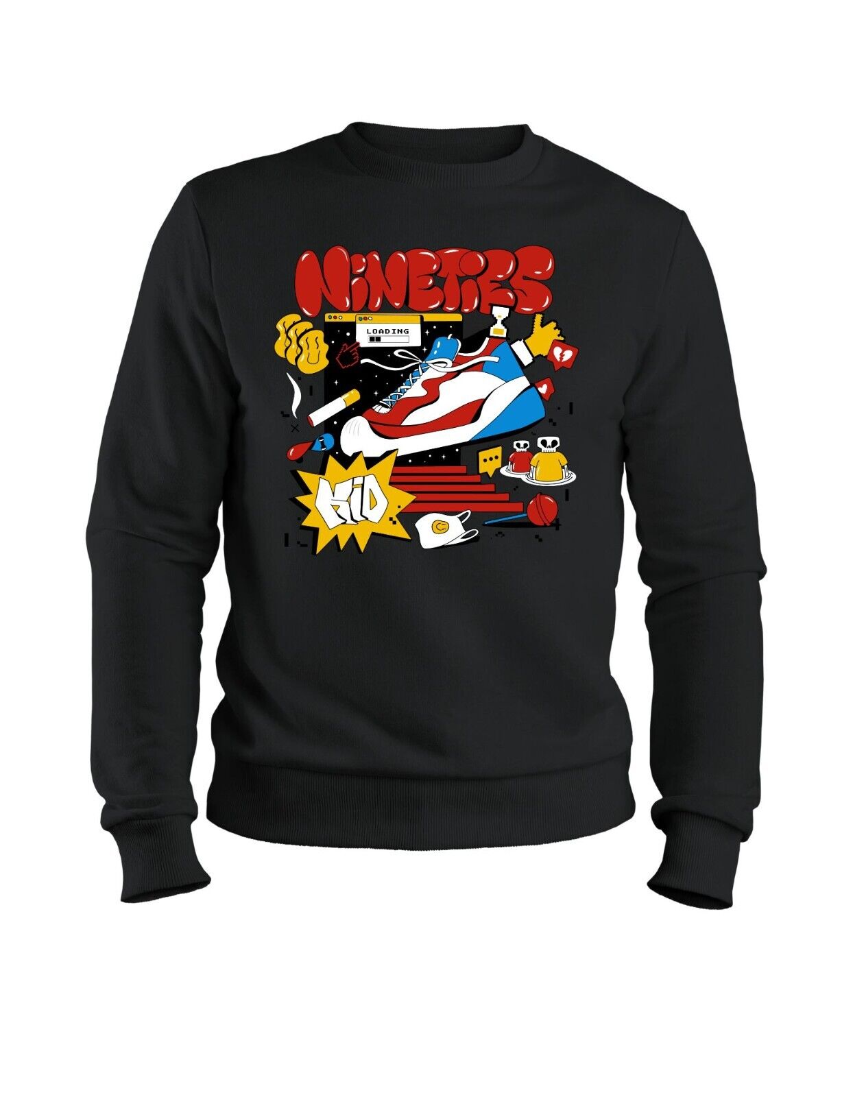 Herren Retro Sweatshirt nineties 80s Pullover Sweater 90er 80er Kostüm Motto