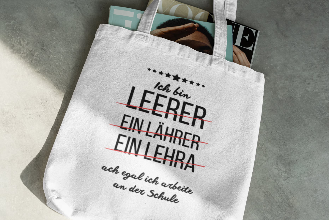 Lehrer Tasche Ich bin ein Lehrer Stoffbeutel Geschenk Schule Lehrerin Lustiger