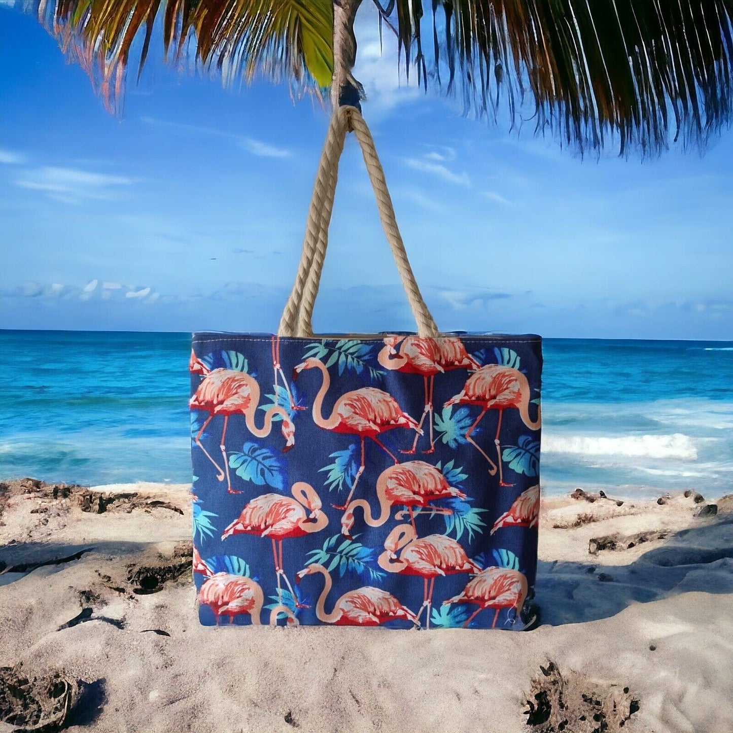 STRANDTASCHE BADETASCHE FLAMINGO TASCHE BADETASCHE SOMMER SCHULTERTASCHE NEU