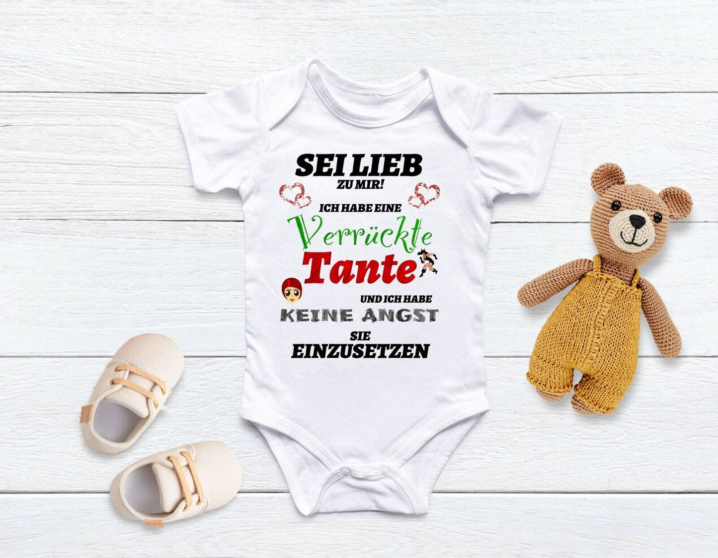Babybody verrückte Tante  Geburt Geschenk Baby Party