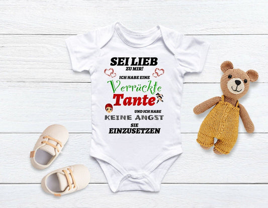 Babybody verrückte Tante  Geburt Geschenk Baby Party