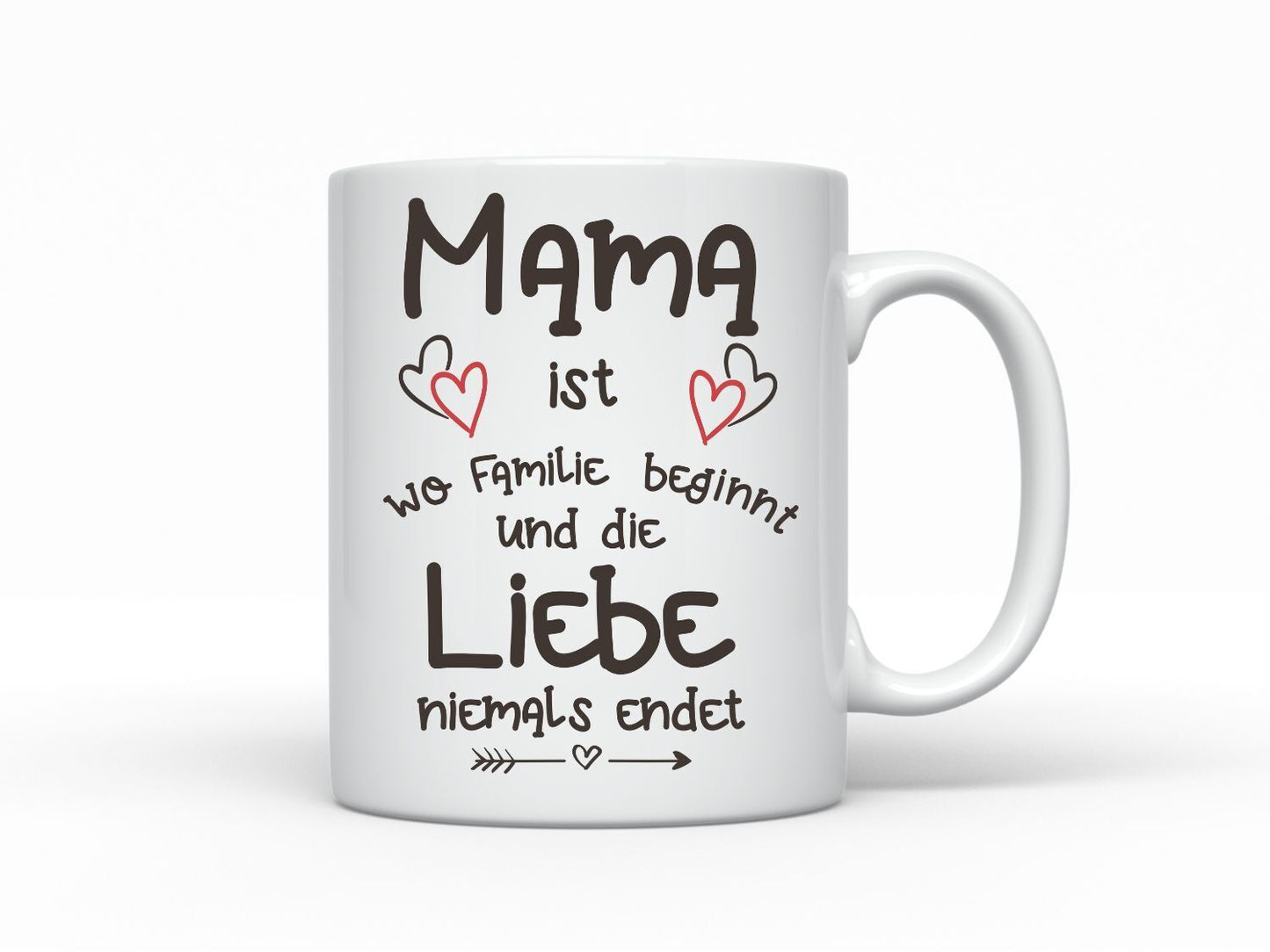 Tasse Muttertag - Mama ist wo Familie beginnt und die Liebe niemals endet