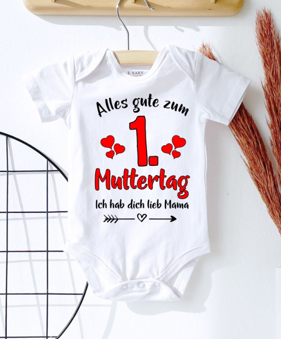 Babybody 1. Muttertag Muttertagsgeschenk weiß Baumwolle Mama