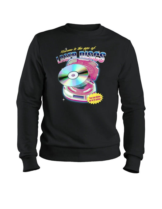 Damen Retro Sweatshirt Laser disc man 80s Pullover Sweater 90er 80er Kostüm