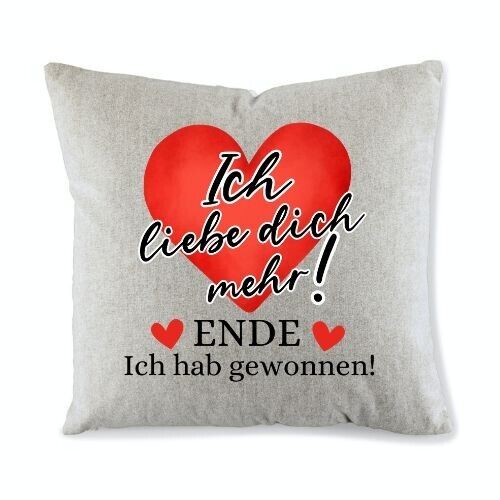 Kissen Jahrestag - Ich liebe dich mehr - Geschenk Liebe Herzen Geburtstag Mann