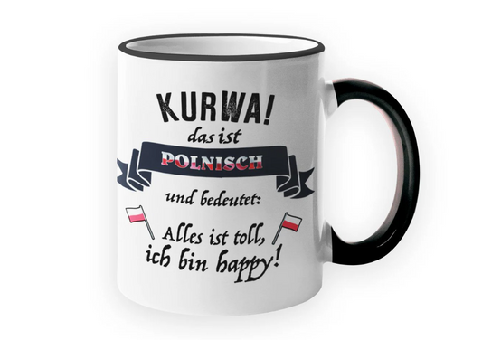 Tasse Polen KURWA Polnisch  schwarzer Humor Spaß frech Polen Pole Polin Geschenk