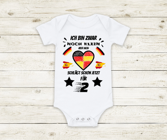 Babybody Deutschland Spanien Trikot Baby Kind Fußball kurzarm weiß Baumwolle