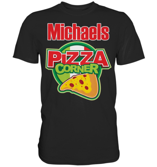 T-Shirt Pizza Corner personalisiert mit Name Pizzeria Pizzen Geschenk Fan Shirt