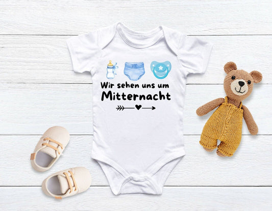 Baby Body Geschenk mit Spruch - sehen uns um Mitternacht - Geburt - Babyparty