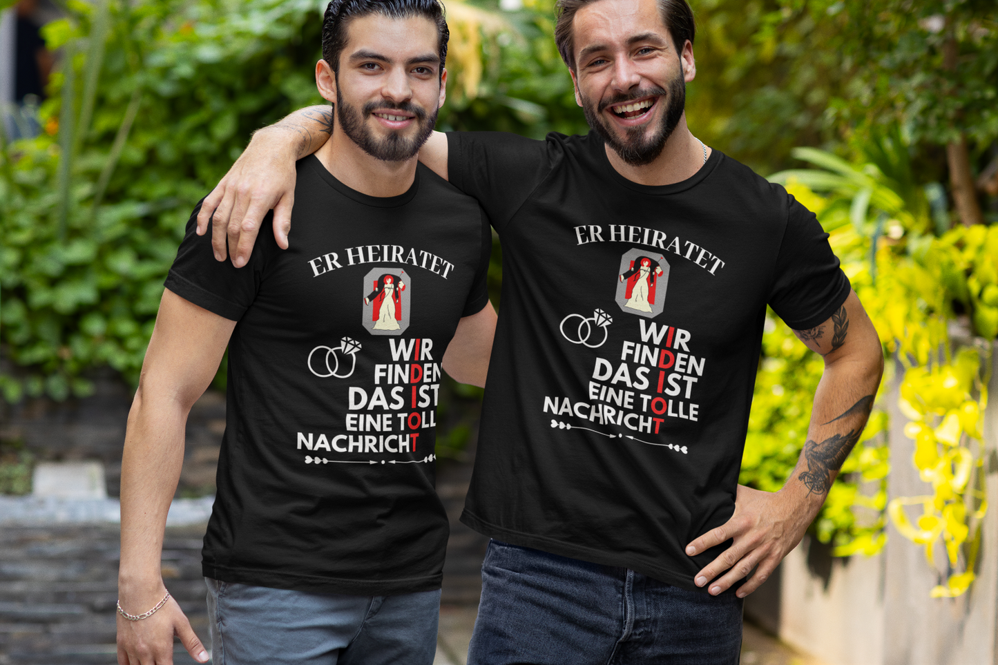 T-Shirt Jungesellenabschied Idiot Hochzeit Bachelor Party er Heiratet Idiot JGA