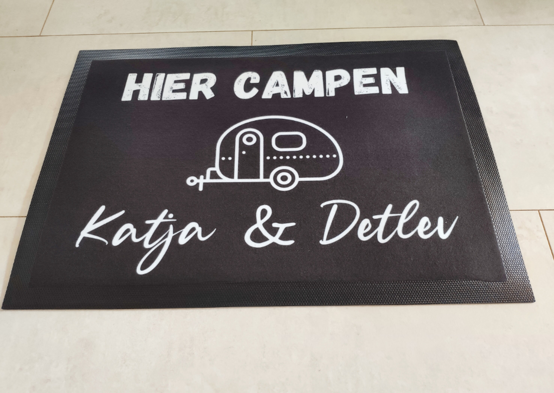 Camping Zubehör Fußmatte Personalisiert Wohnwagen hier campen Camper 50 X 40 Cm