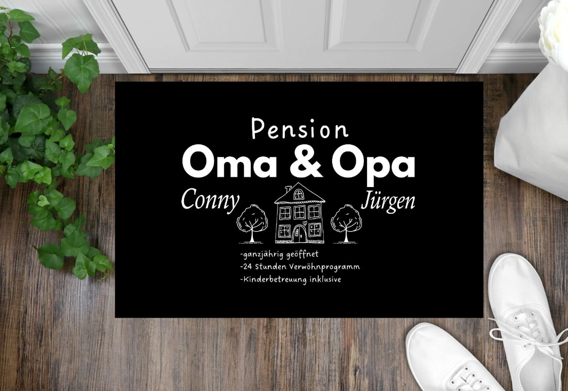 Fußmatte Pension Oma und Opa personalisiert Großeltern Geschenk Weihnachten