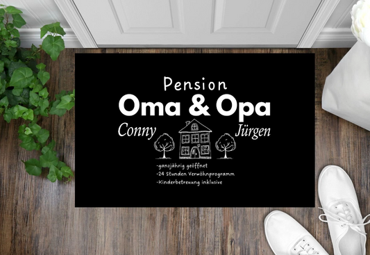 Fußmatte Pension Oma und Opa personalisiert Großeltern Geschenk Weihnachten